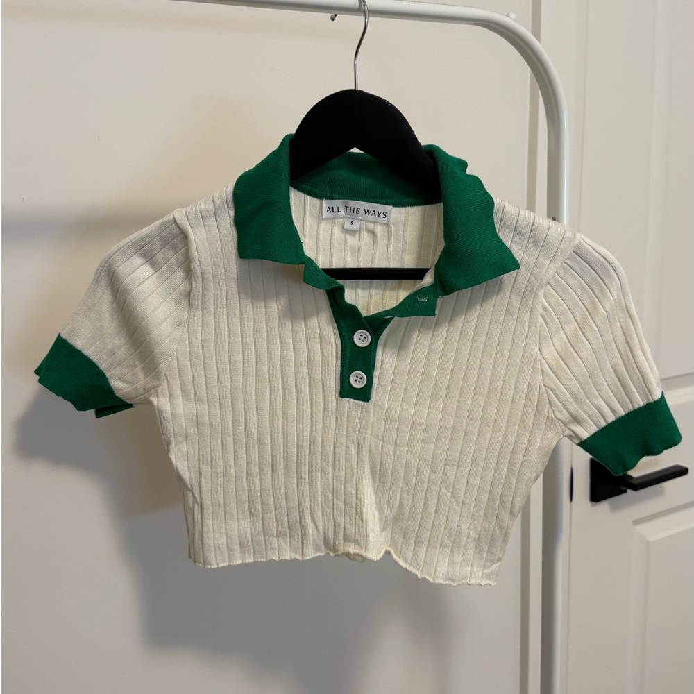 Revolve all the ways cropped polo top